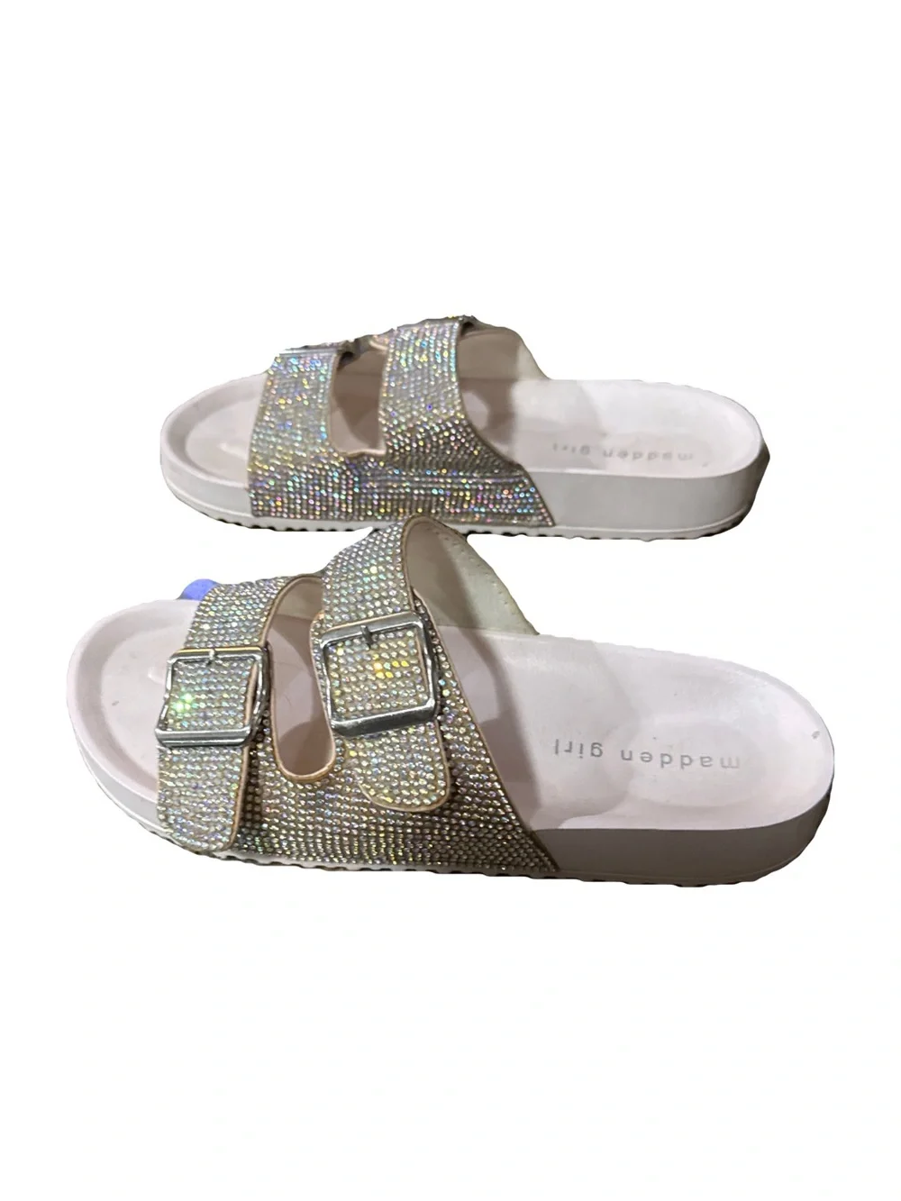 Madden Girl Sparkle Double-Buckle Slides 8